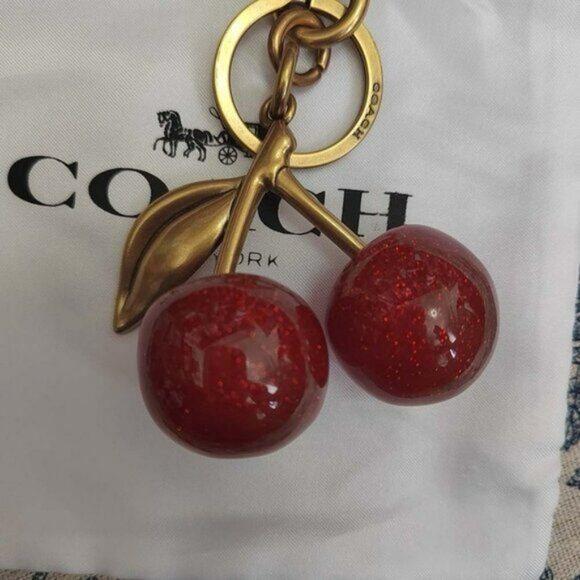 Coach Accessories - Coach Cherry Brass/Red Cherry Bag Charm Keychain